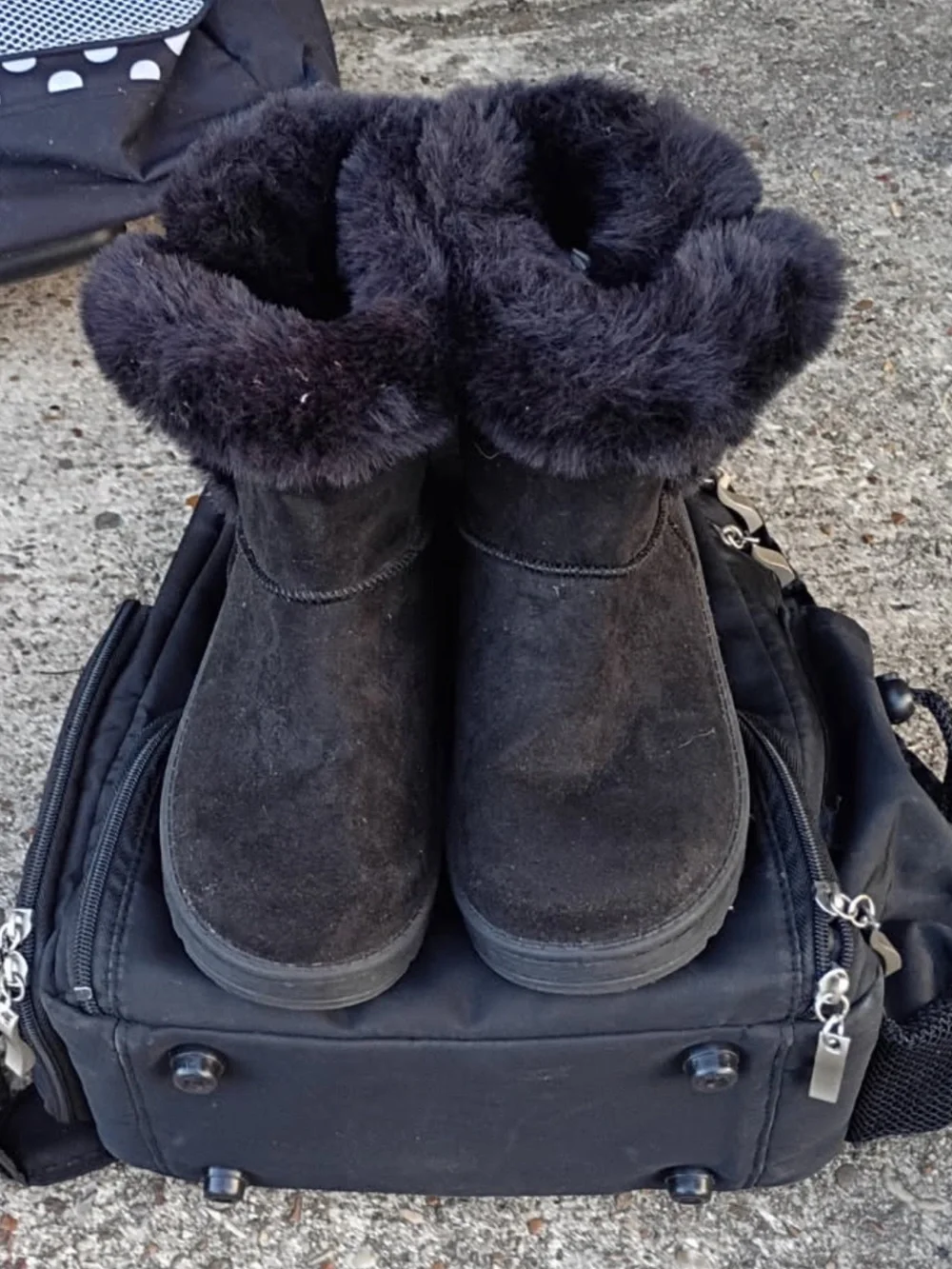 Kids Black Faux Fur Winter Boots